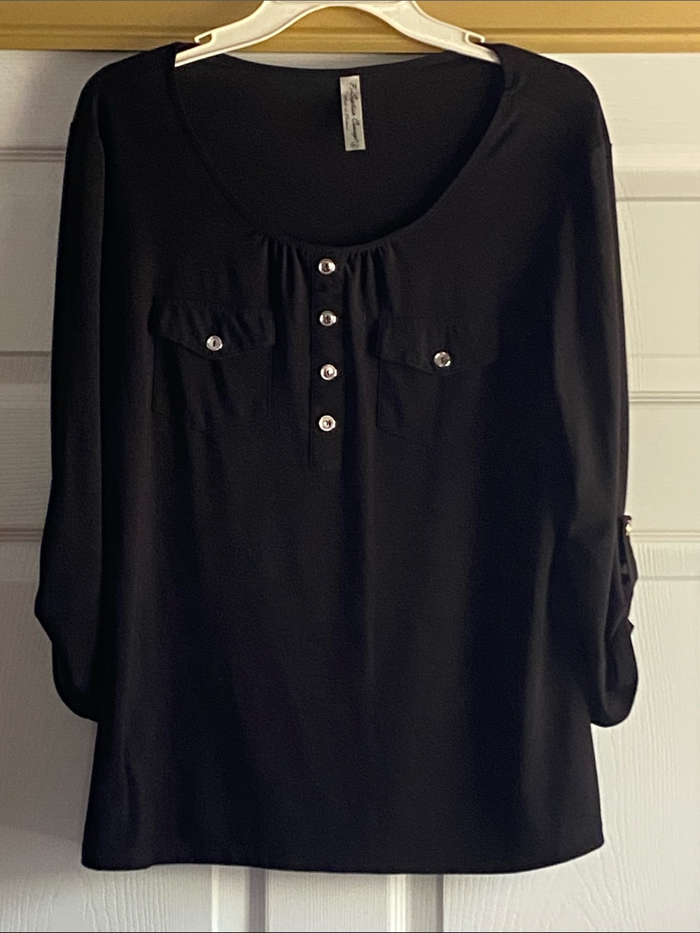 PerSeption Concept size XL Black Women's Scoop Neck Blouse